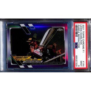 Graded Lewis Hamilton /399 Refractor Purple 2021 Topps Chrome F 1 #144 PSA 9